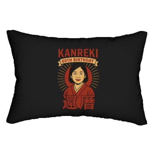 Kanreki 60th Birthday Design – Japanese Woman in Lumbar Pillows
