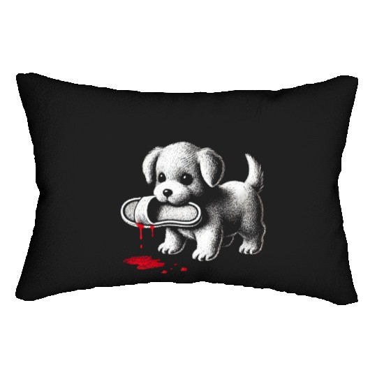 Cute Puppy with Slipper Lumbar Pillows Dark Humor Dog Lover