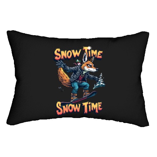 Snow Time Snowboarding Fox Adventure Artwork Lumbar Pillows