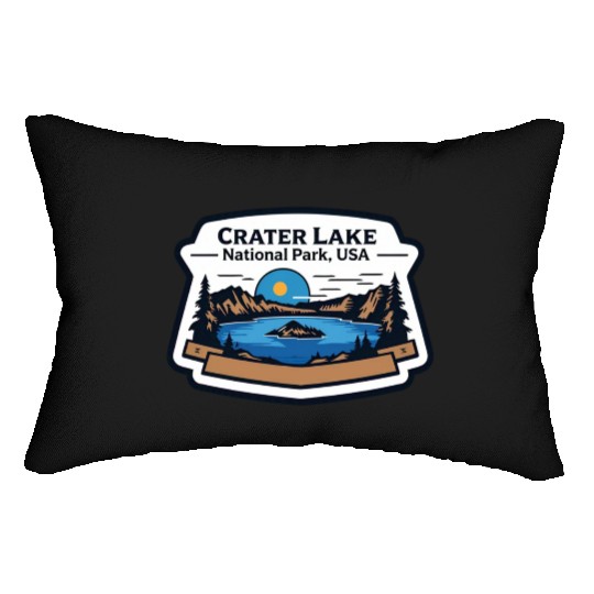 Crater Lake National Park Southern Oregon USA Logo Lumbar Pillows