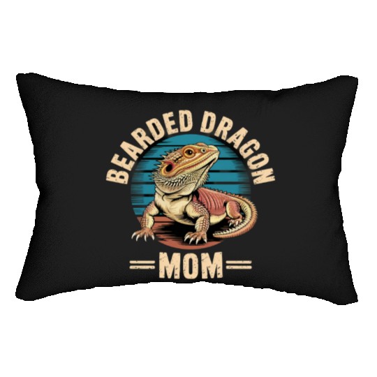 Retro Pogona Reptile Herpetology Mom Bearded Lumbar Pillows