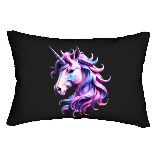 Magical Rainbow Unicorn Illustration Lumbar Pillows