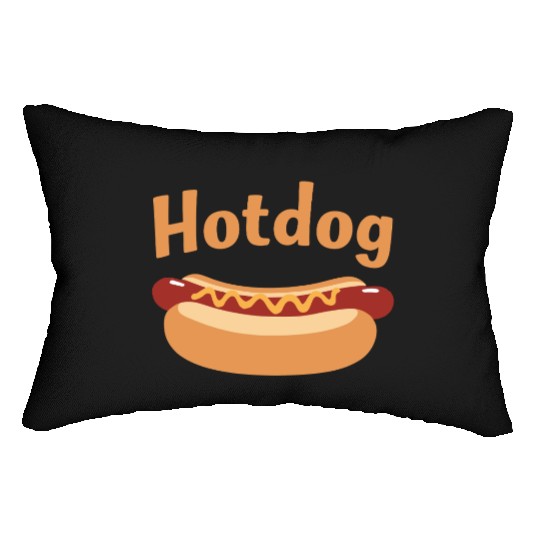 Hotdog Love in black and white look Lumbar Pillows
