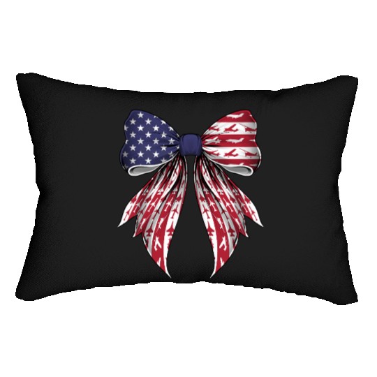 Coquette Bow Airplane Pilot Aviation US Flag Lumbar Pillows