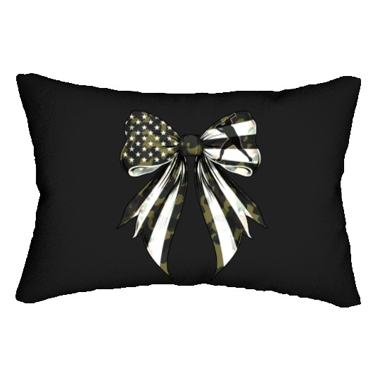 Coquette Bow Baseball Player Camouflage US Flag Lumbar Pillows