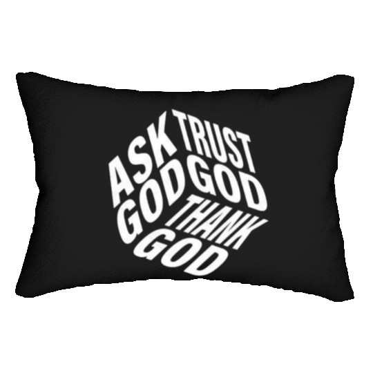 Ask Trust Thank God | 3D Faith-Inspired Typograph Lumbar Pillows