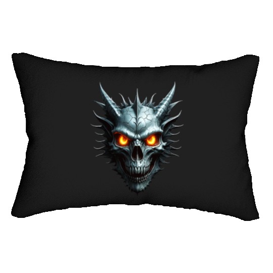 Ember Eyes: Dragon Skull of Fire Lumbar Pillows