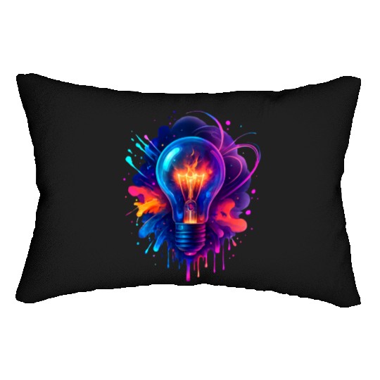 Creative Light Bulb with Neon Splash Lumbar Pillows