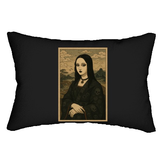 Gothic Geisha Mona Lisa Japanese Vintage Horror Lumbar Pillows