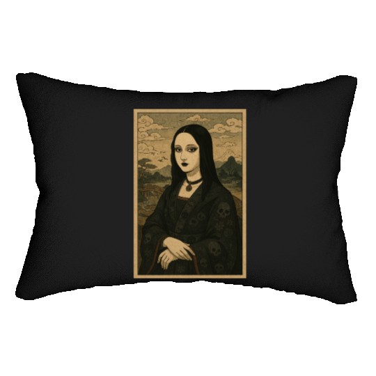 Gothic Geisha Mona Lisa Ukiyo-e Portrait with Lumbar Pillows