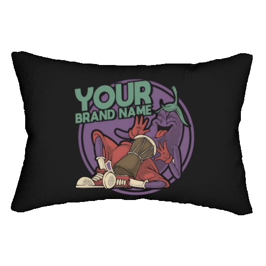Funky Eggplant Drummer – Funny Cartoon Music T-Shi Lumbar Pillows