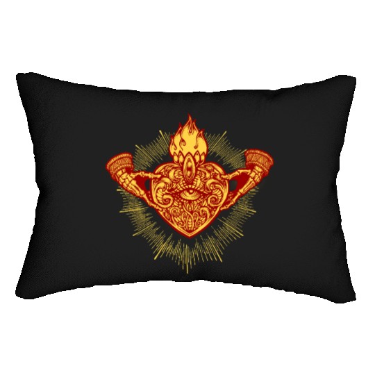 Sacred Heart Claddagh Symbol - Fire Lumbar Pillows