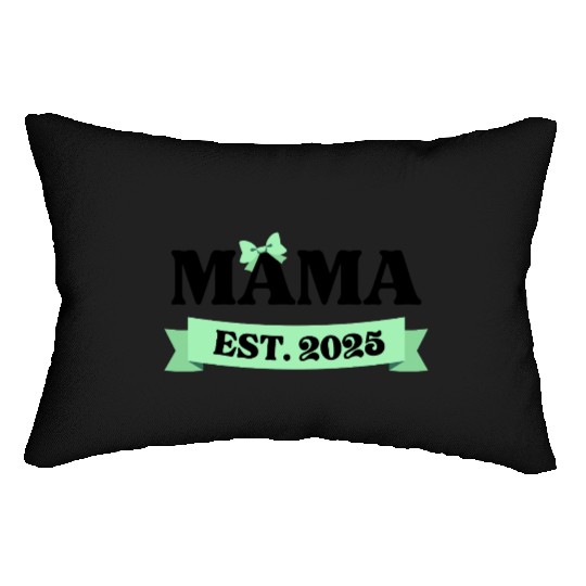Mama Est. 2025 - Light Green Bow Maternity Design Lumbar Pillows