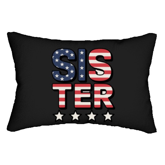 Sister American Flag Stars and Stripes Design Lumbar Pillows