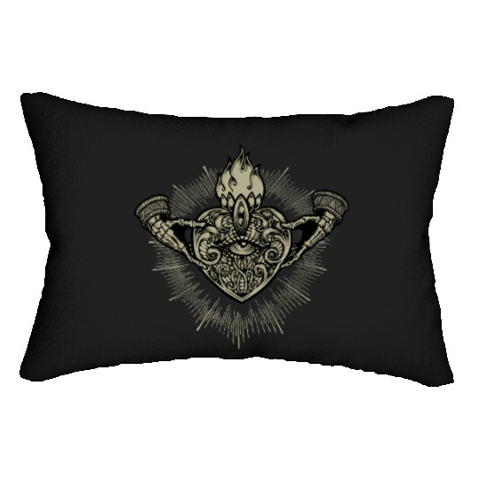 Sacred Heart Claddagh Symbol - Gold Lumbar Pillows