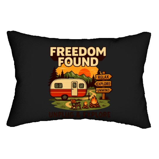 Freedom Found Vintage Camper Adventure Lumbar Pillows