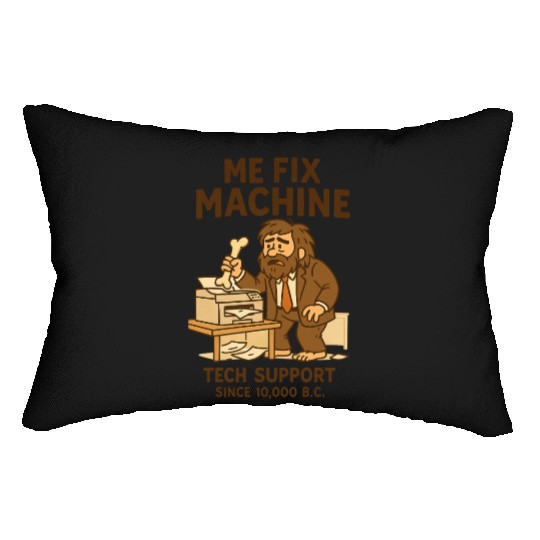 Office Tech Support Caveman Joke Daily Work Humor Lumbar Pillows