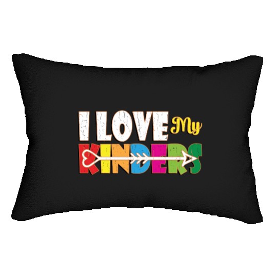 I Love My Kinders Colorful Teacher Appreciation Te Lumbar Pillows