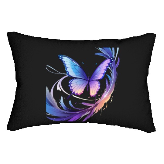 Spectrum Wings – Abstract Floral Butterfly Design Lumbar Pillows