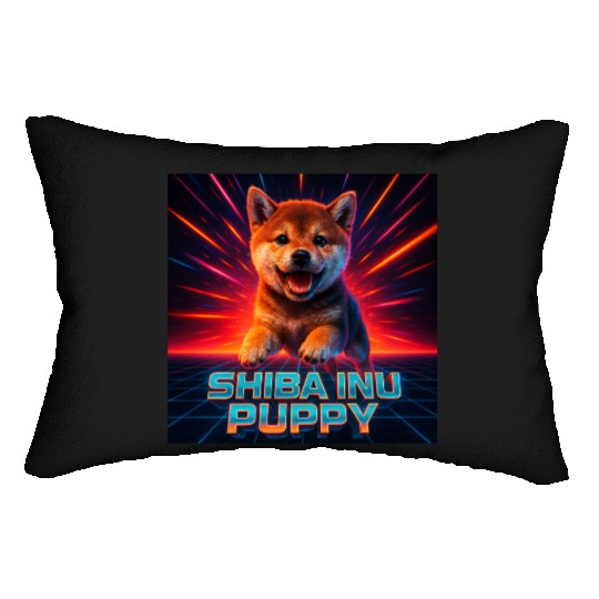 Shiba Inu Puppy – Neon Turbo Energy Lumbar Pillows