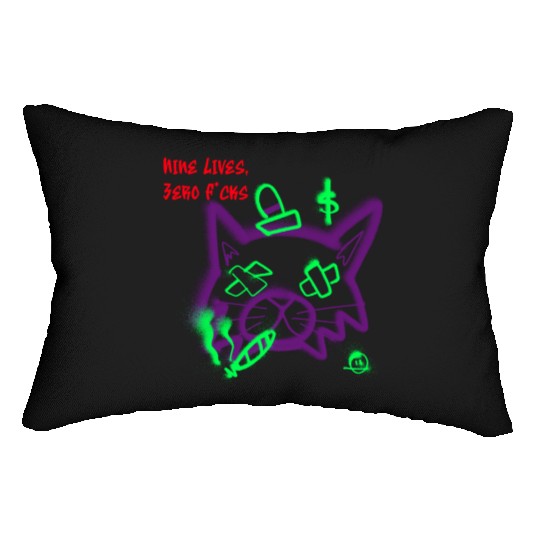 Nine Lives Zero F*cks Punk Cat Lumbar Pillows