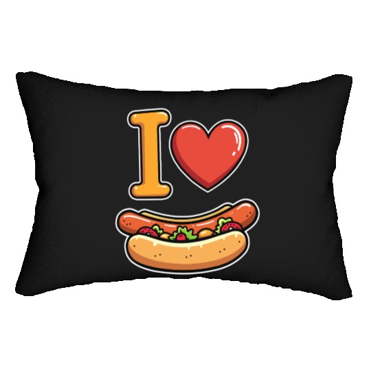 I Love Hotdogs - Fast Food Snack Fun Lumbar Pillows