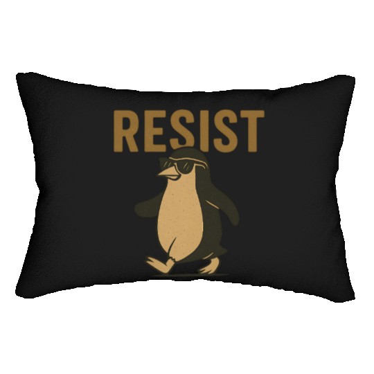 Resist Penguin Activism - Funny Protest Graphic Lumbar Pillows