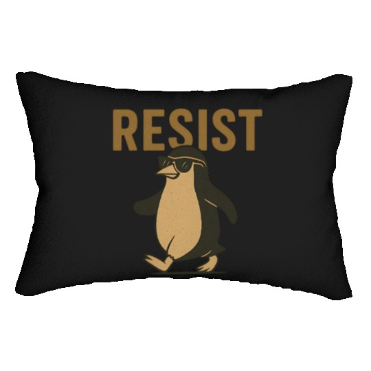 Resist Penguin Activism - Funny Protest Graphic Lumbar Pillows