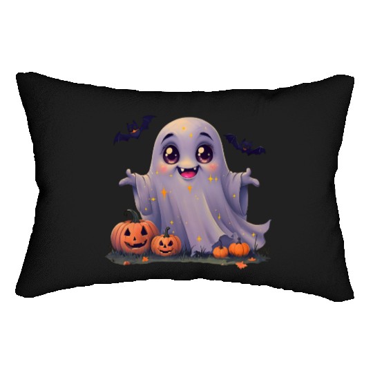 Adorable Rounded Ghost Cartoon Lumbar Pillows.