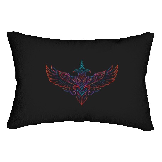 Neon Tribal Two-Headed Phoenix Lumbar Pillows