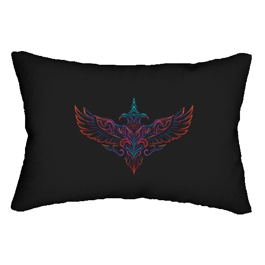 Neon Tribal Two-Headed Phoenix Lumbar Pillows