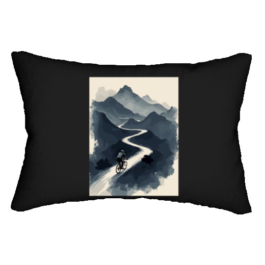 Mountain Adventure Cyclist Journey Through Serene Lumbar Pillows