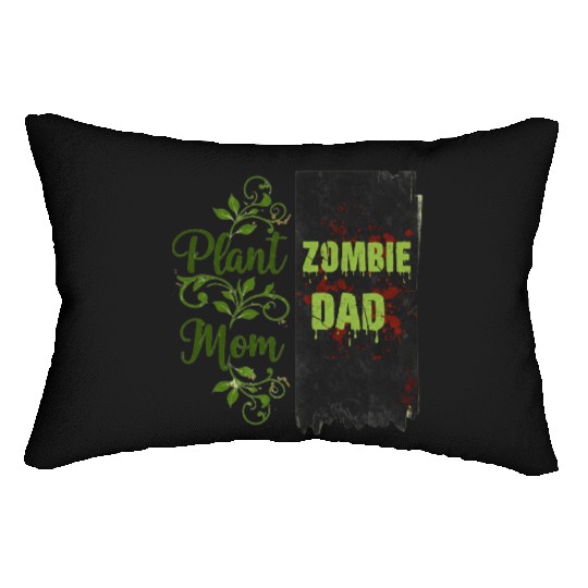 Plant Mom Zombie Dad Couple Design Lumbar Pillows