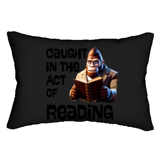 Bigfoot CAUGHT! In the Act of Reading Sasquatch Lumbar Pillows