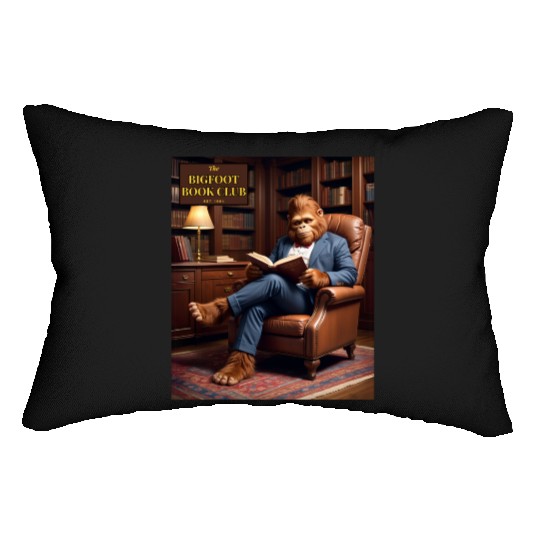 Bigfoot Book Club Sasquatch Reading in the Library Lumbar Pillows