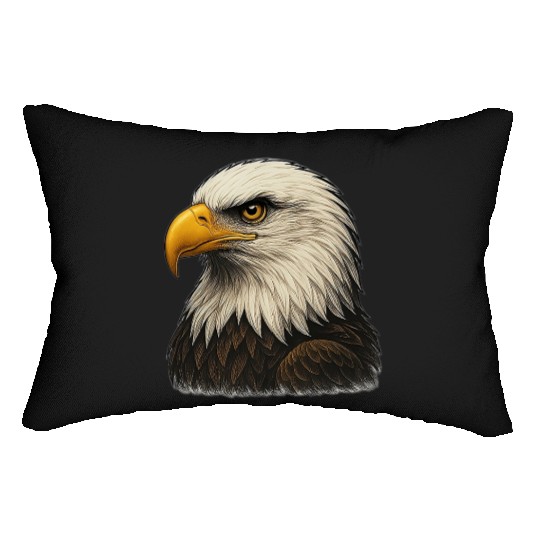Majestic Bald Eagle Head Illustration Lumbar Pillows