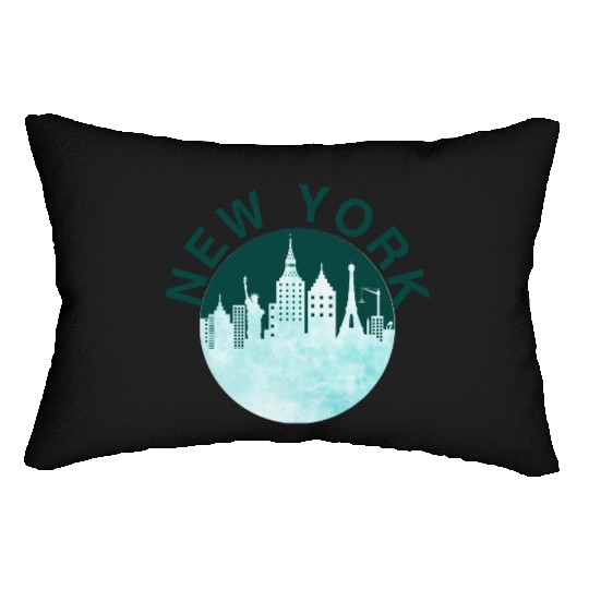 New York City Retro Skyline Graphic, Urban Street Lumbar Pillows
