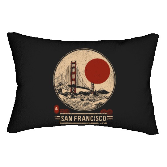San Francisco - Woodblock Print Lumbar Pillows