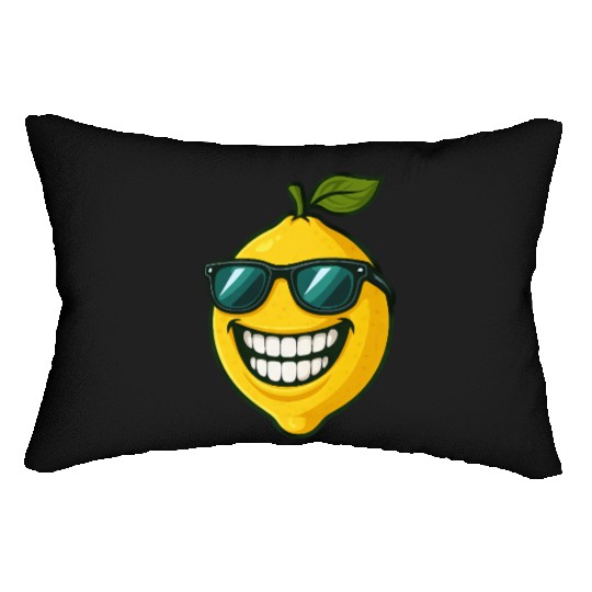 Cool lemon sunglasses summer fruit smile Lumbar Pillows