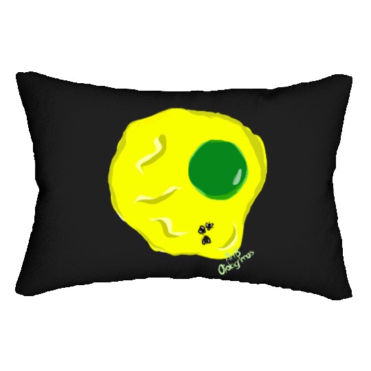 Yellow and green fried egg and flies Lumbar Pillows