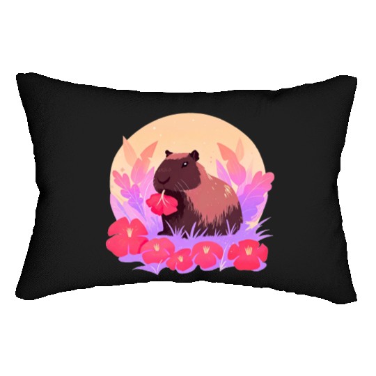 Blooming Capybara Joy Lumbar Pillows