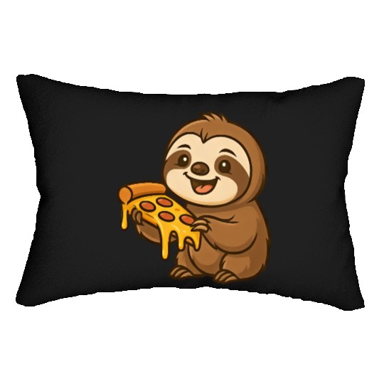 Cute sloth cartoon pizza pizza lovers fun Lumbar Pillows
