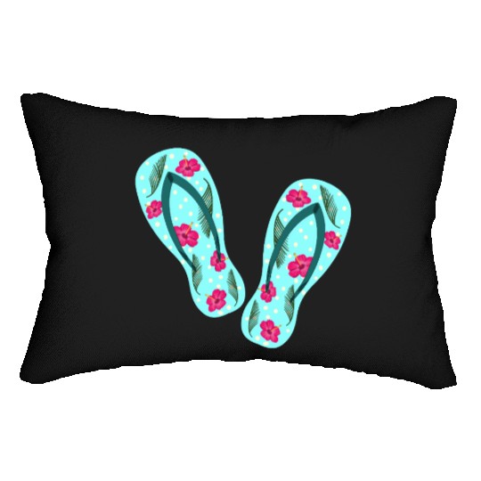 Blue color flip flop Hawaii tropical sticker Lumbar Pillows
