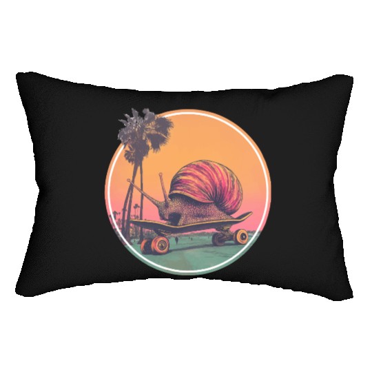 Cool Skateboarding Snail – Retro Chill Vibes Lumbar Pillows