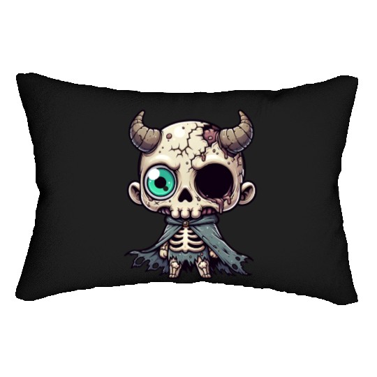 Cute Demon Skull – Cartoon Halloween Design Lumbar Pillows