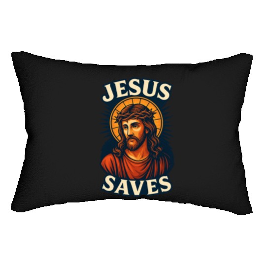Jesus Saves Lumbar Pillows Design | Bold Semi-Realistic