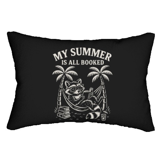 My Summer Is All Booked Book Lover Raccoon Lumbar Pillows