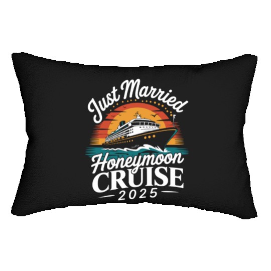 Just Married Honeymoon Cruise 2025 Adventure Lumbar Pillows