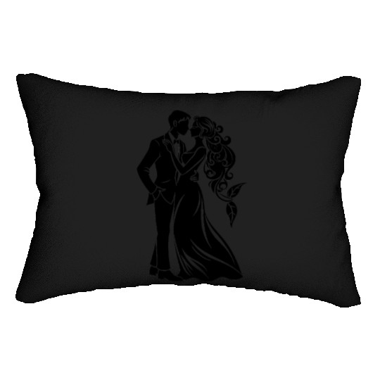 Bride and Groom Silhouette – Anniversary or Engage Lumbar Pillows