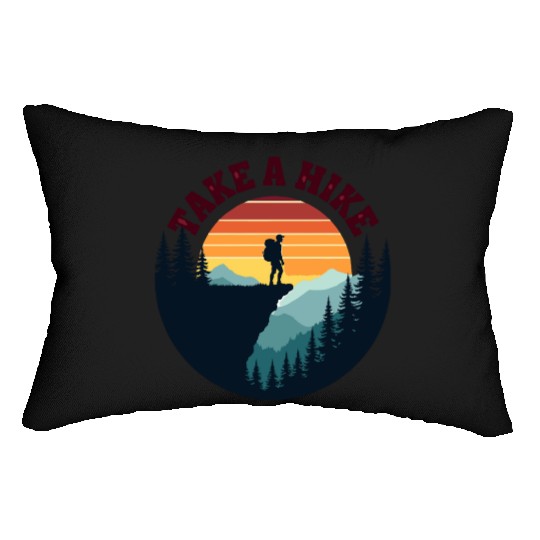 Take A Hike - Vintage Sunset Mountain Silhouette Lumbar Pillows